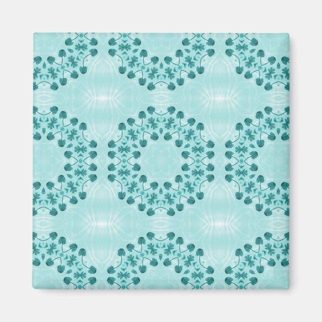 Aimant Floral Pattern, Teal Blue (Devant)