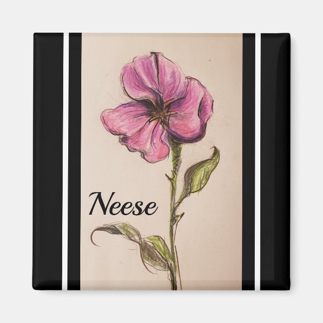 AIMANT FLORAL ROSE (Devant)