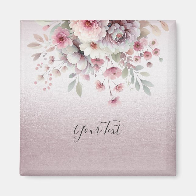 Aimant floral rose et blanc moderne (Devant)