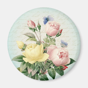 Aimant floral rose vintage