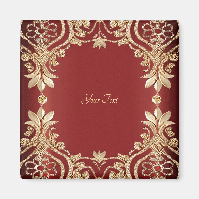 Aimant floral rouge or moderne (Devant)
