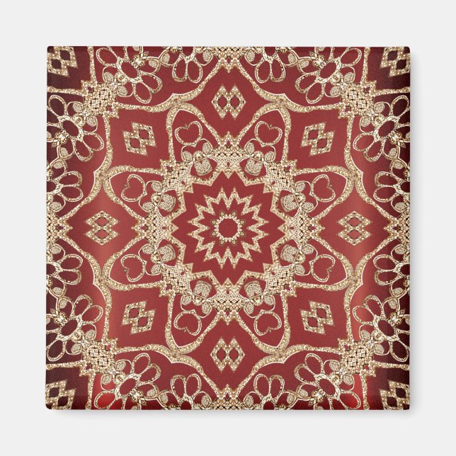 Aimant floral rouge or moderne (Devant)