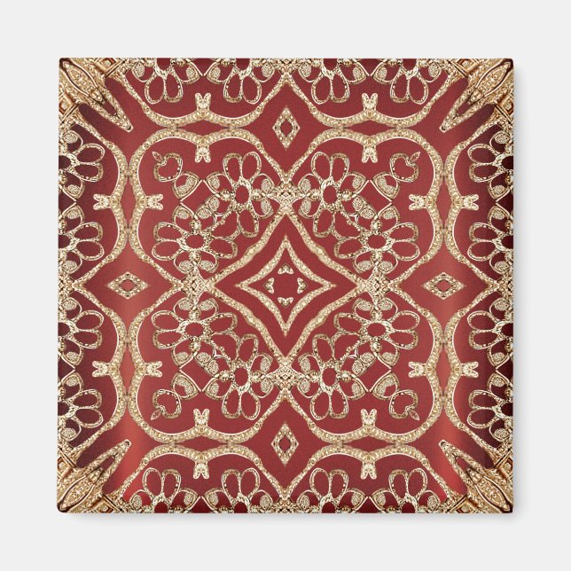 Aimant floral rouge or moderne (Devant)