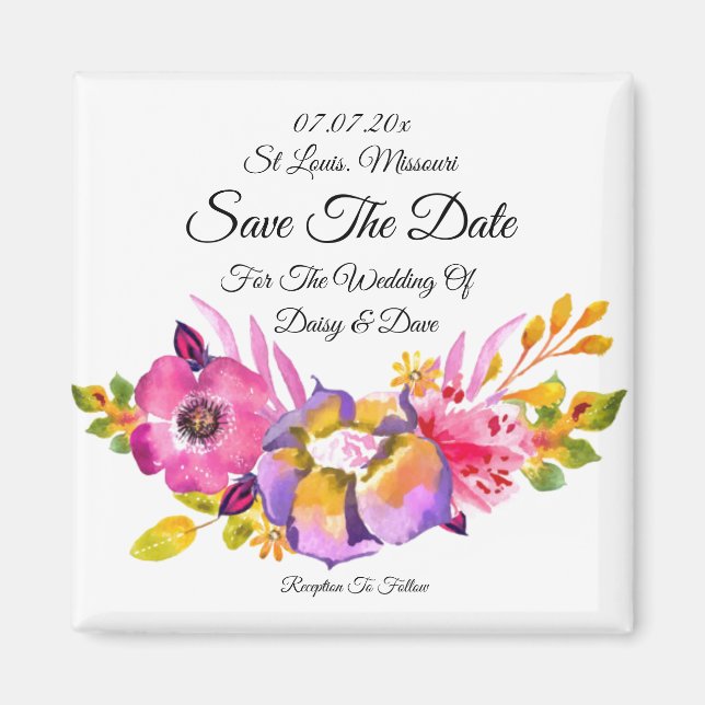 Aimant Floral Rustique Enregistrer l'invitation Date Magn (Devant)