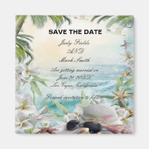 Aimant Floral Tropical Beach Mariage Enregistrer La Date