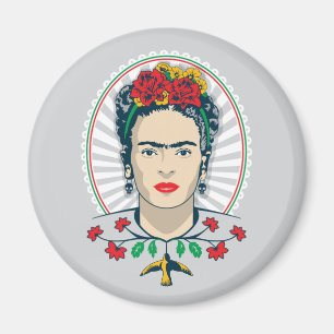 Aimant Floral vintage de Frida Kahlo  