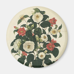 Aimant Floral vintage, Jardin antique Fleurs Roses