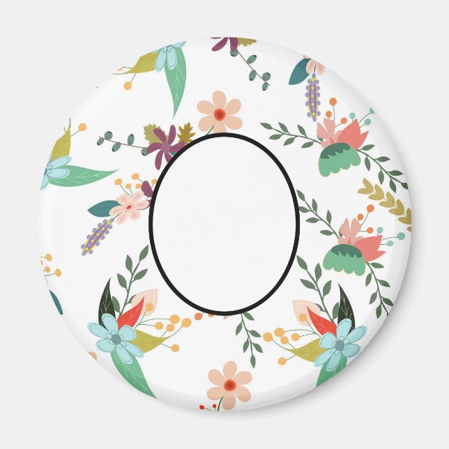 Aimant Flore de folklore | Ajouter nom, monogramme, texte (Devant)