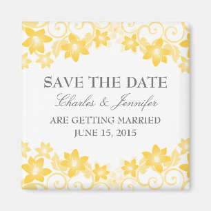 Aimant Flore simple jaune Enregistrer l'aimant de date