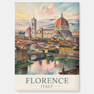 Aimant Florence Italie Duomo Skyline Aquarelle Vintage