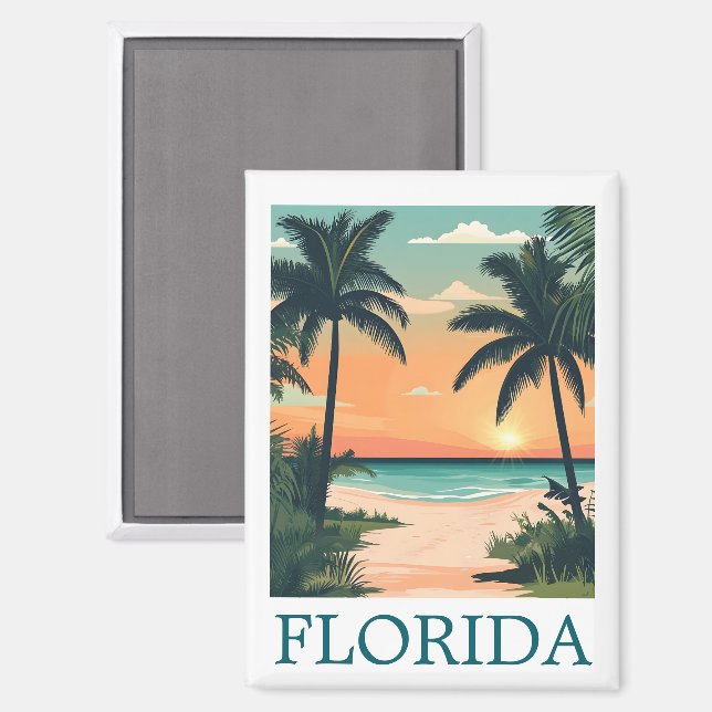Aimant Floride Sunshine State – Paradis de la plage tropi (Recto/Verso)
