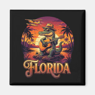 Aimant Floride Voyage Vacances Alligator Coucher de Solei