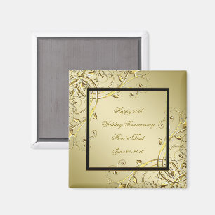 Aimant Florish Gold Black 50e anniversaire Mariage