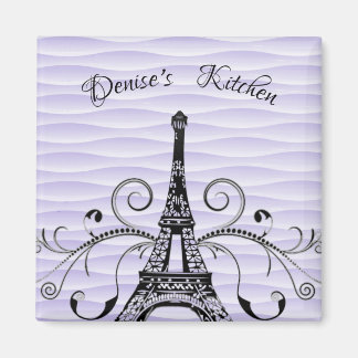 Aimant florissant Tour Eiffel violet
