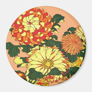 Aimant Flower Border, mandarin orange et or