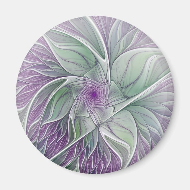Aimant Flower Dream, Abstract Purple Green Fractal Art (Devant)