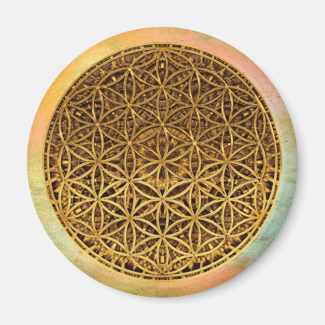 Aimant Flower Of Life / Blume des Lebens - medal gold (Devant)