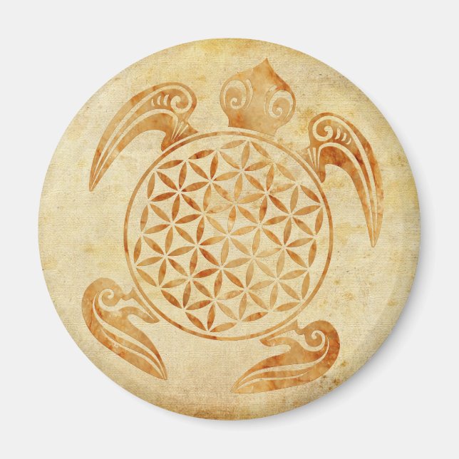 Aimant Flower of Life / Blume des Lebens - turtle stone (Devant)