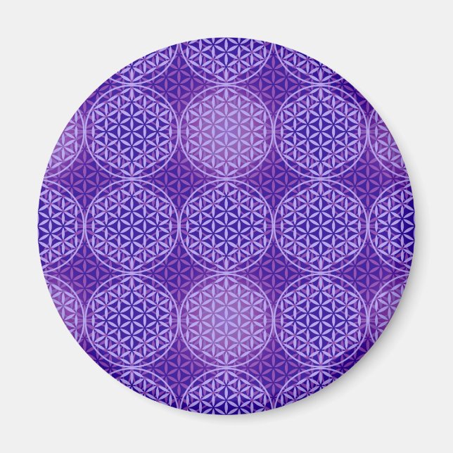 Aimant Flower of Life - stamp pattern - purple (Devant)