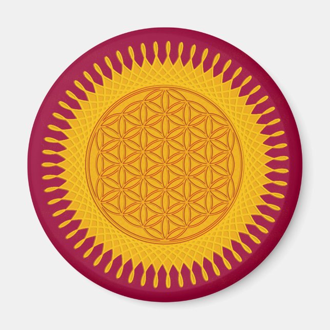 Aimant Flower Of Life - yellow sunny (Devant)