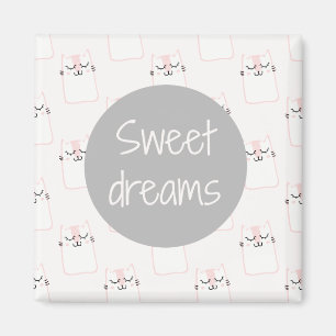 Aimant Fluffy Marshmallow Kitty en rose   Sweet Dreams