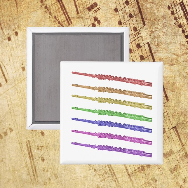 Aimant Fluide Music Arc-en-ciel (A magnet with red, orange, yellow, green, blue, pink and purple flutes.)