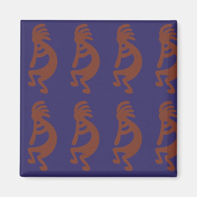 Aimant Flûte Jouer Kokopelli Figure - Rouille rouge sur b (Devant)