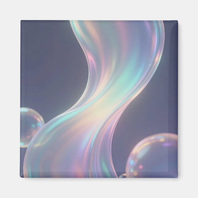 Aimant Flux de bulles abstrait iridescent (Devant)
