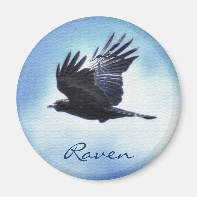 Aimant Flying Raven in Blue Sky HDR Photo Design 2 (Devant)