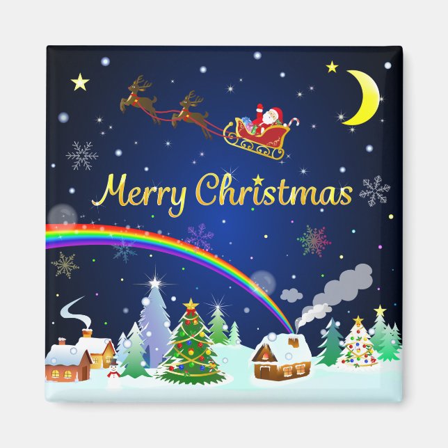 Aimant Flying Santa Claus with Crescent Moon (Devant)