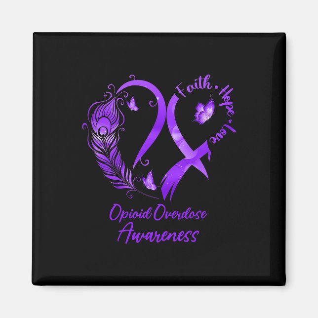 Aimant Foi Coeur Hope Amour Opioïde overdose violet Ribbo (Devant)