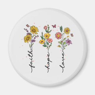 Aimant Foi, Espoir, Amour - Floral Inspirationnel