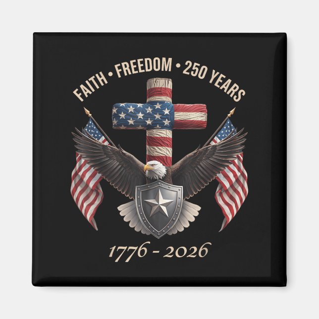 Aimant Foi Liberté 250 Ans Design Américain Vintage (Devant)