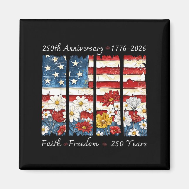 Aimant Foi rétro florale liberté 250 ans chrétien (Devant)
