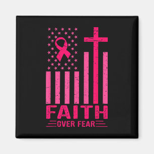 Aimant Foi sur la peur Usa Drapeau rose Ruban Cancer du s