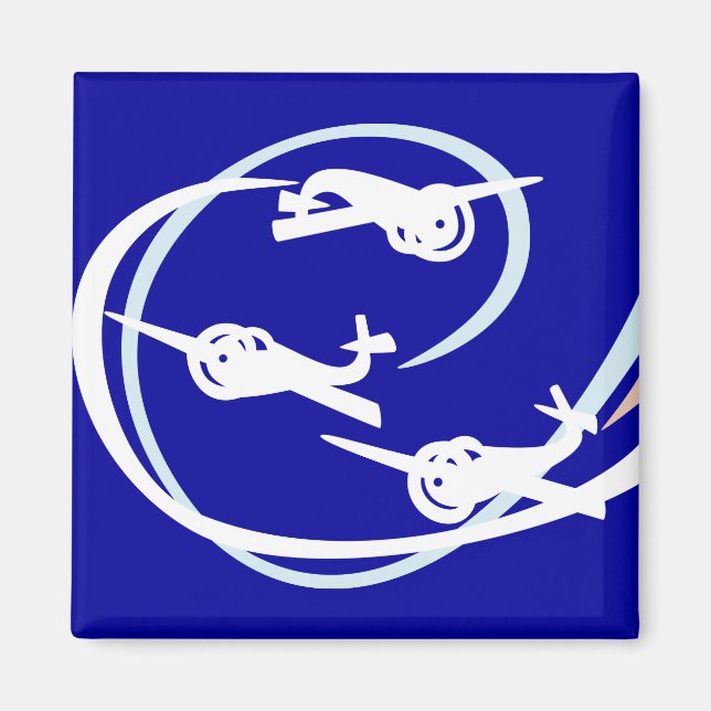 Aimant Fokker Air show blanc et bleu (Devant)