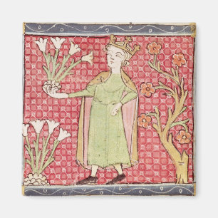 Aimant Fol.58v Avril : cueillette de fleurs