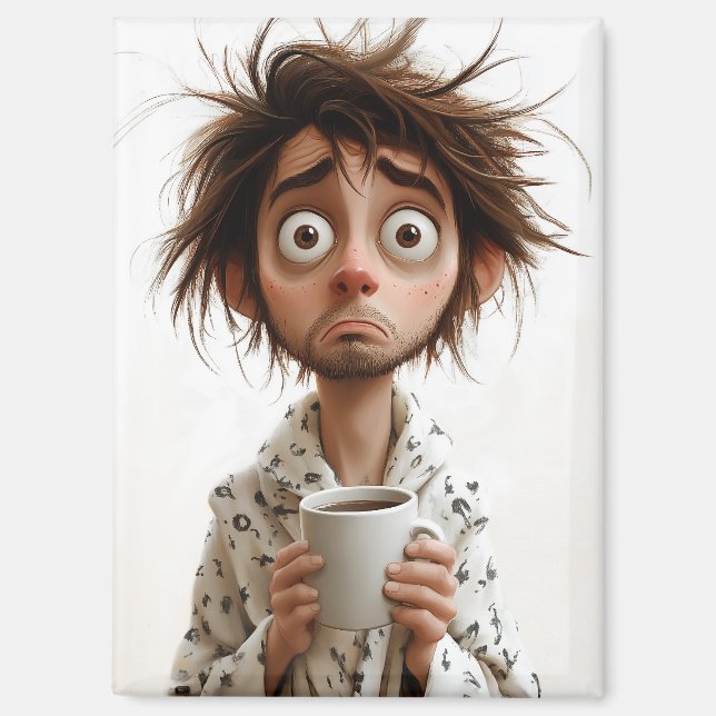 Aimant Folie du matin : Café d'abord, questions plus tard (Recto)