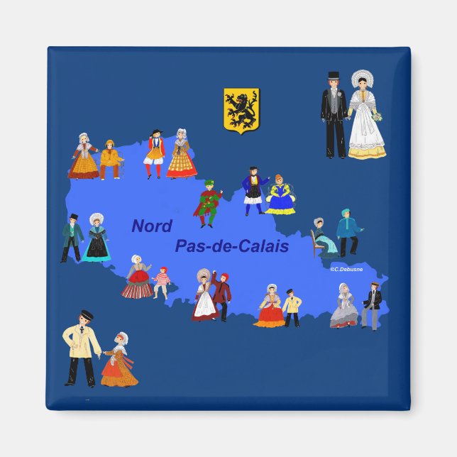 Aimant Folklore du Nord Pas-de-Calais, France (Devant)