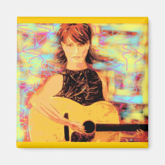 Aimant folksinger fille (jaune brun)