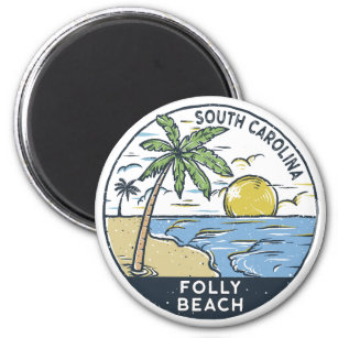 Aimant Folly Beach Caroline du Sud Vintage