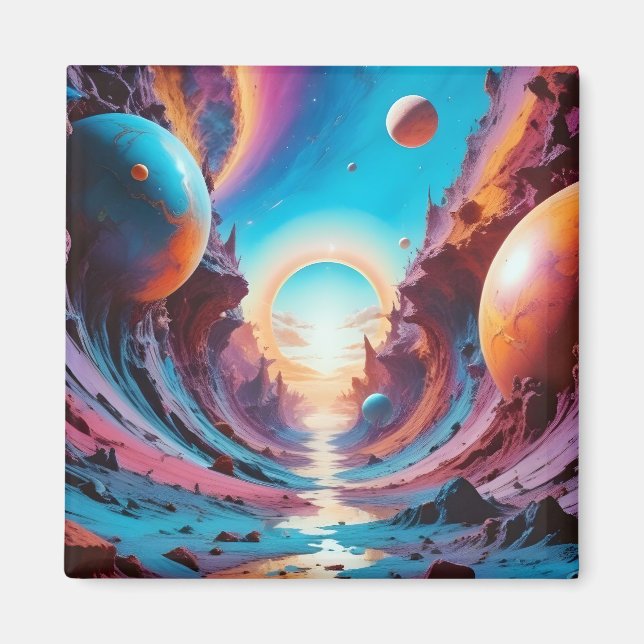 Aimant Fond d'art fantastique de l'horizon cosmique abstr (Devant)