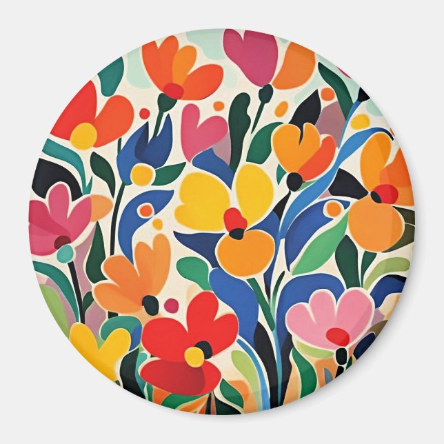 Aimant Fond floral abstrait, vibrant, (Devant)