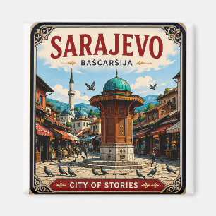 Aimant 🧲 Fontaine Sebilj de Sarajevo Souvenir de vacance