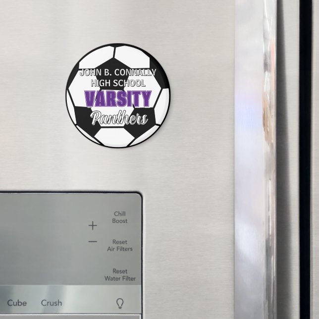 Aimant Football à l'école secondaire Varsity Violet Perso (In situ (réfrigérateur))