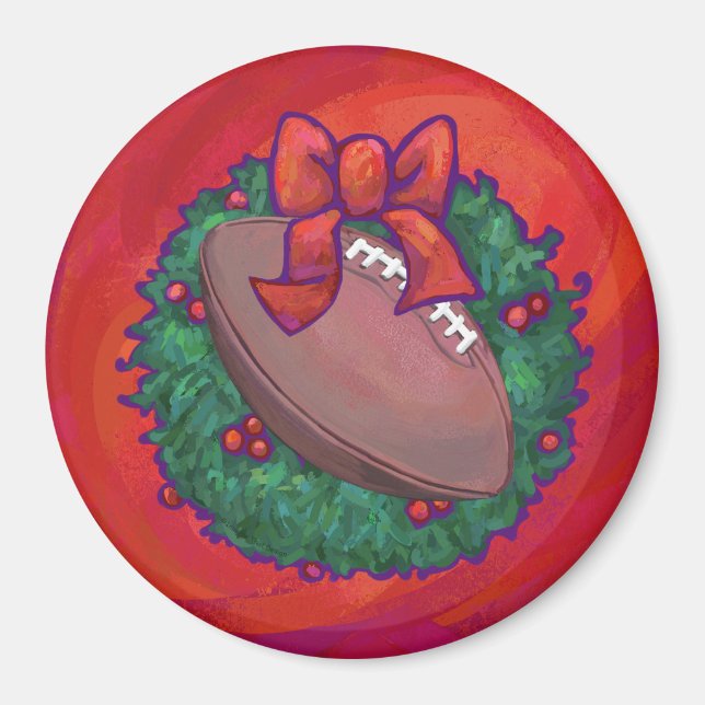 Aimant Football de couronne de Noël en rouge (Devant)