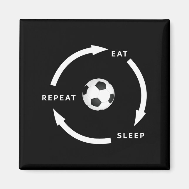 Aimant Football de soccer Manger Dormir Répéter Citation  (Devant)