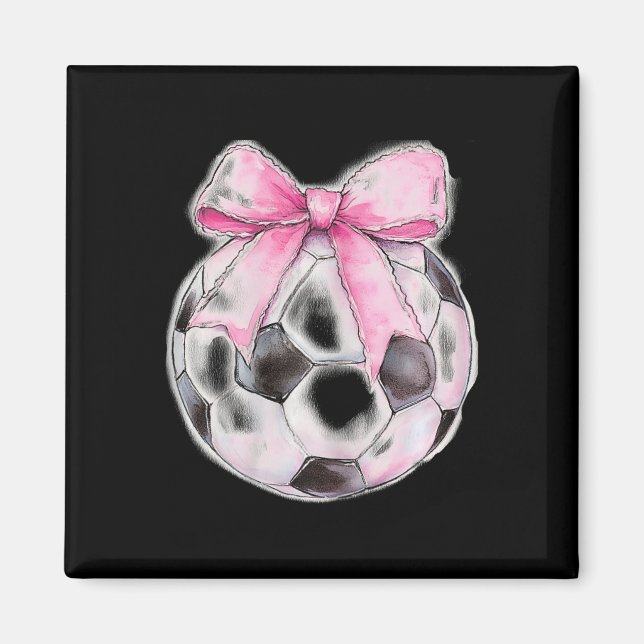Aimant Football Ruban Rose Coquette Bow Dentelle Filles  (Devant)