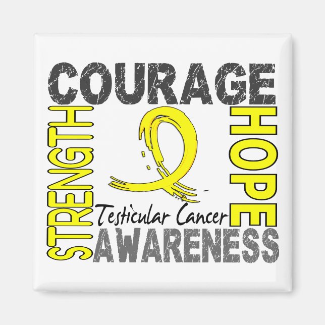 Aimant Force Courage Espoir Cancer testiculaire (Devant)