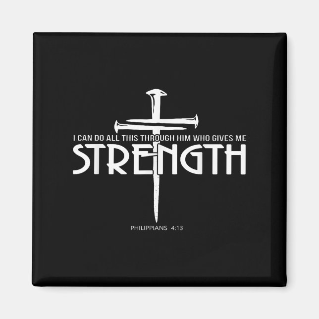 Aimant Force Et Clou Croix Bible Verse Christian (Devant)